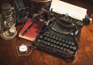 An old-fashioned typewriter.